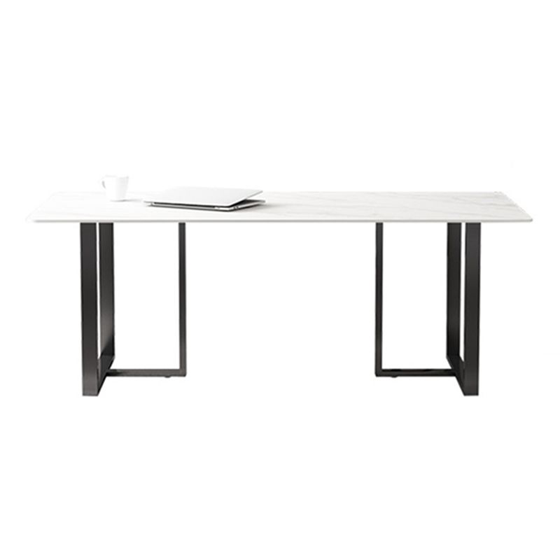 Rectangle Double Pedestal Industrial Table Fixed Table with Sintered Stone Clearhalo ' dining_table' 'Dining Tables & Seating' 'Dining Tables' 'furn' 'furn_dining_table' 'Furniture' 'furniture_dining_table' 'Kitchen & Dining Furniture' 'kitchen&dining_furn' 'kitchen' 'kitchen_dining_table' 1200x1200_1f148052-648a-42f1-ad65-a96a3ef83791