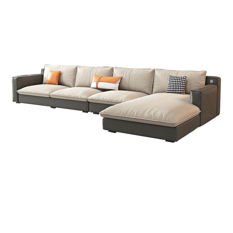 Modern Cushion Back Sectionals 33.46"H Cushions Square Arm Sofa with Chaise Clearhalo 'furn' 'furn_sectionals' 'Furniture' 'furniture_sectionals' 'Living Room Furniture' 'Sectionals' 1200x1200_1f1491bf-5810-4385-9224-a349b8962e3a