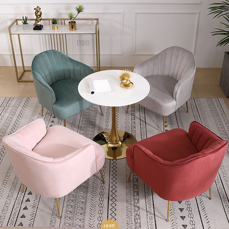 Faux Leather/Velvet 24.8"W Sloped Arms Basic Four Legs Solid Color Armchair for Bedroom