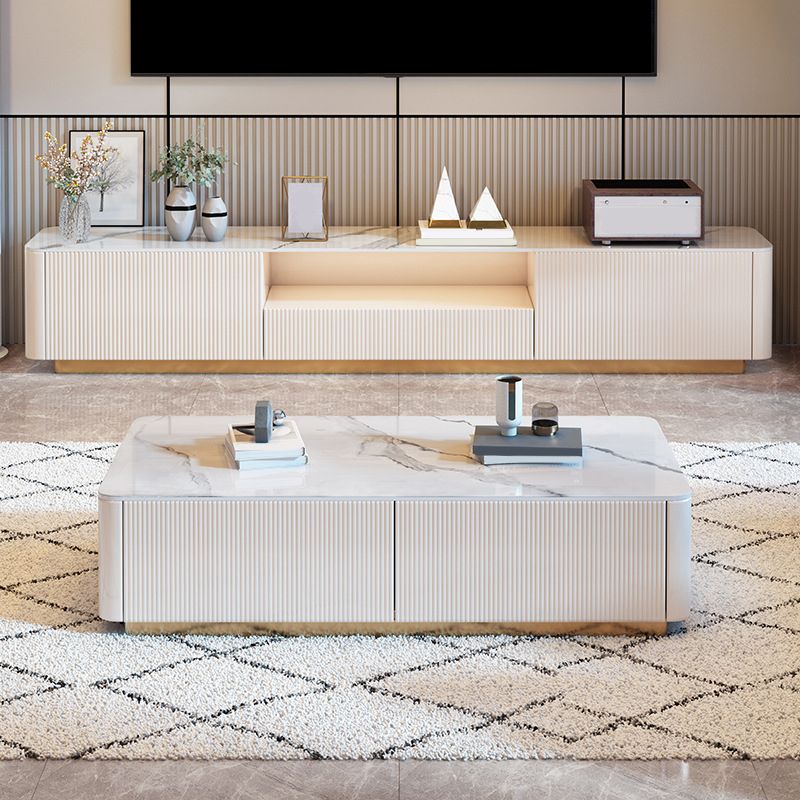 Modern TV Media Console Stone TV Stand Console with 3 Drawers Clearhalo 'furn' 'furn_tv_stands_entertainment_centers' 'Furniture' 'Living Room Furniture' 'TV Stands & Entertainment Centers' 'TV Stands & Media Storage Furniture' 'tv_stands_entertainment_centers' 1200x1200_1f177e37-1ad8-4634-9773-7267996ef4d0