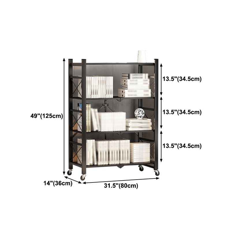 Folding Steel Industrial Etagere Bookshelf Open Bookshelf with Caster Wheels Clearhalo 'Bookcases' 'furn' 'furn_bookcases' 'Furniture' 'furniture_bookcases' 'Office Furniture' 1200x1200_1f17f70a-942b-48e3-b254-d16593859978