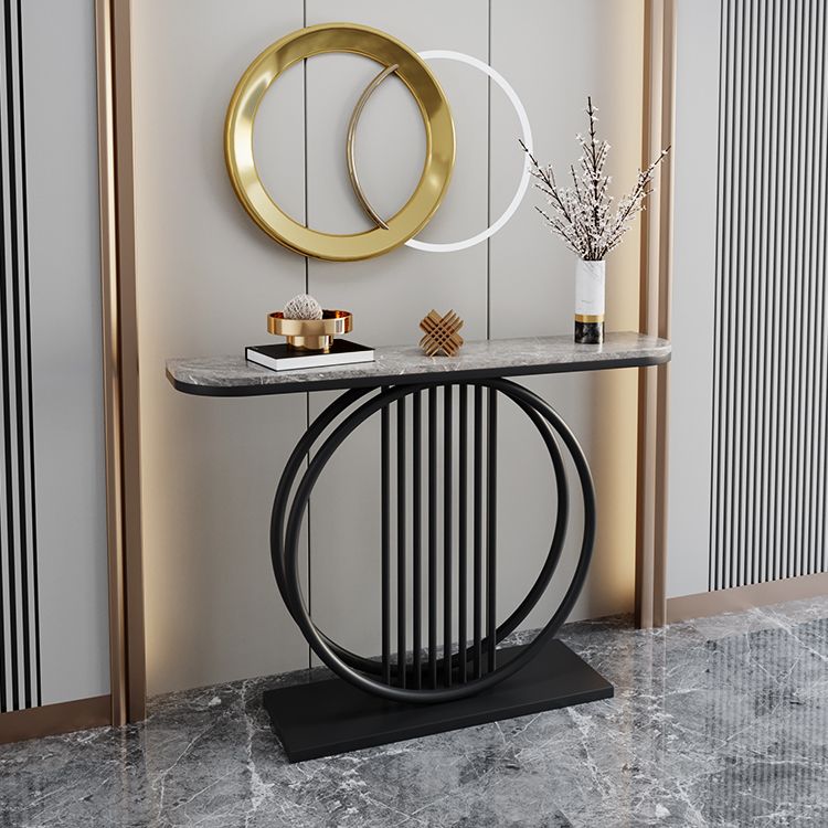 Tavolino console di accento console a metà luna tavolo di divano console in pietra