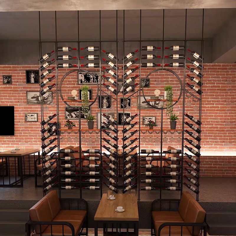 Iron Floor Wine Bottle & Glass Rack Black Industrial Wine Rack with Stemware Holder Clearhalo 'furn' 'furn_wine_racks' 'Furniture' 'Kitchen & Dining Furniture' 'Wine Racks' 'wine_racks' 1200x1200_1f188033-d72e-4258-9e22-79f53cd12a68