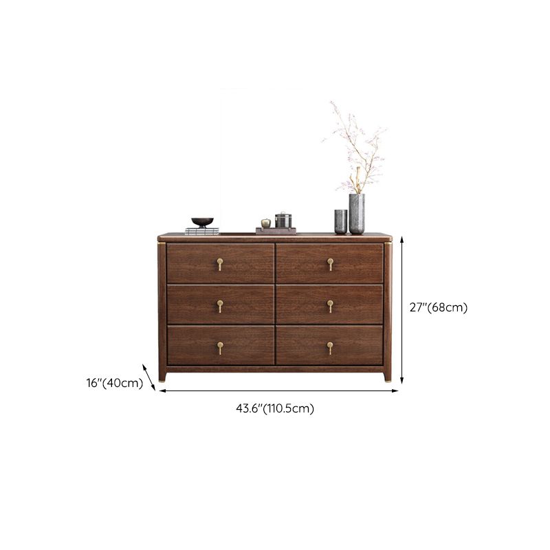 Torace di accento marrone rettangolare petto in legno di gomma con cassetti di stoccaggio