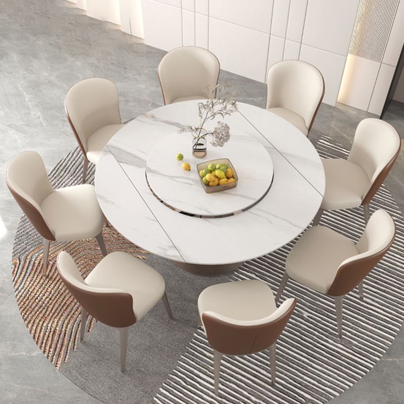 Modern Round Sintered Stone Table Set 1/4/5/7/9 Pieces Dining Set Clearhalo 'Dining Room Sets' 'Dining Tables & Seating' 'dining_room_set' 'furn' 'furn_dining_room_set' 'Furniture' 'Kitchen & Dining Furniture' 1200x1200_1f19bf9e-e148-4faf-9a3c-79f93b07d7ab