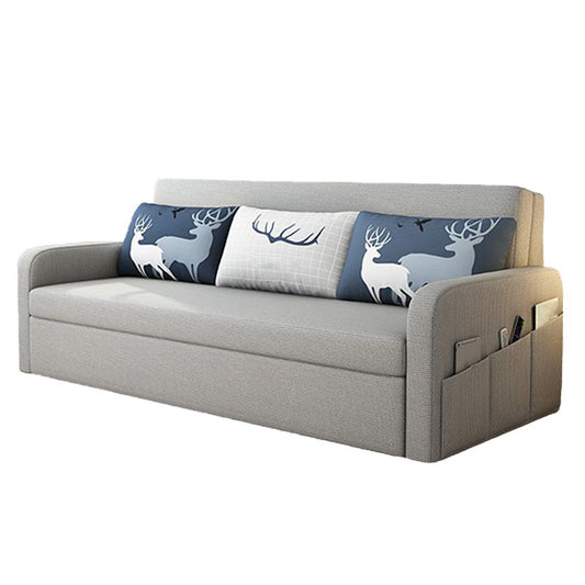 Linen Contemporary Square Arm Sofa Bed Foldable Convertible Sofa for Living Room Clearhalo 'furn' 'furn_sofas' 'Furniture' 'Living Room Furniture' 'Sofa' 'sofas' 1200x1200_1f1c3fbb-2cf8-4978-aa46-988eb2ba44c4