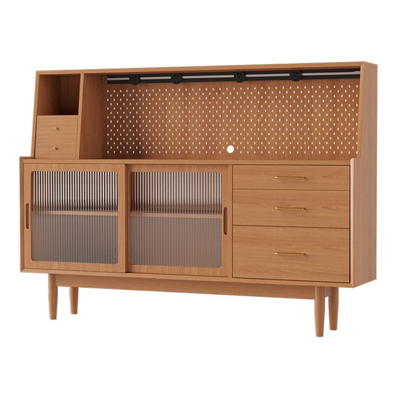 5-Drawer Pine Wood Credenza Modern Glass Sliding Door Cabinets Sideboard for Living Room Clearhalo 'buffet_sideboard' 'Buffets & Sideboards' 'furn' 'furn_buffet_sideboard' 'Furniture' 'furniture_buffet_sideboard' 'Kitchen & Dining Furniture' 1200x1200_1f1c84ec-8971-4c16-b6c6-036ca961c8ec