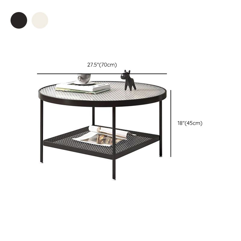 Salontafel met 4 poten, koffiecocktailtafel met glazen blad en plank