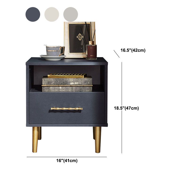 Table de chevet en bois massif fausse table de nuit glamour en cuir avec tiroirs un tiroir