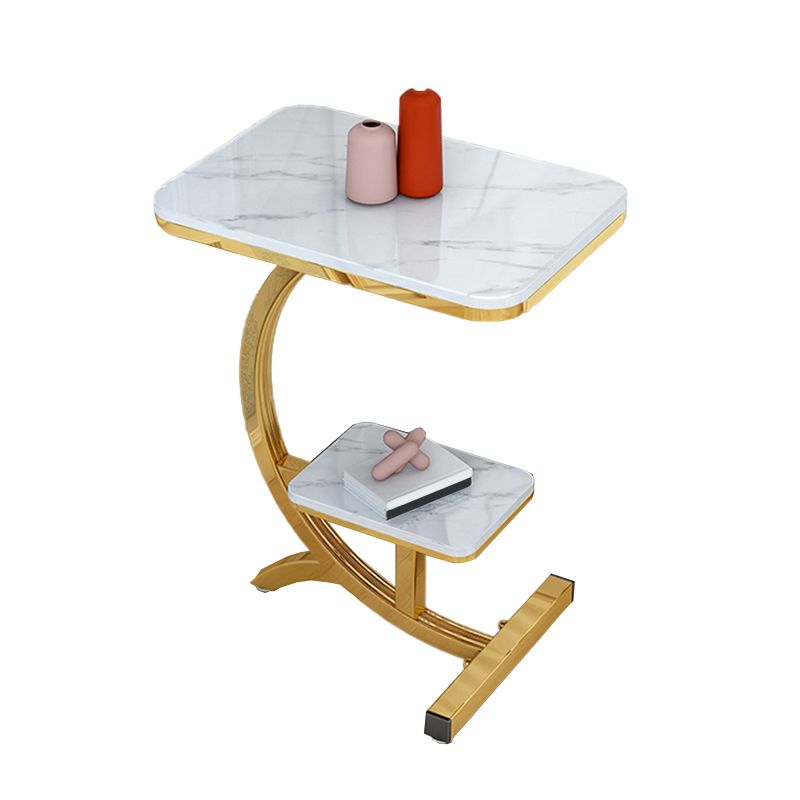 2-Tier Modernistic Metal C Side Table Slate Top Rectangular End Table Clearhalo 'Coffee & Accent Tables' 'End & Side Tables' 'end_side_tables' 'furn' 'furn_end_side_tables' 'Furniture' 'Living Room Furniture' 1200x1200_1f1d3da8-5251-4193-82e8-adc4d8a79cd6