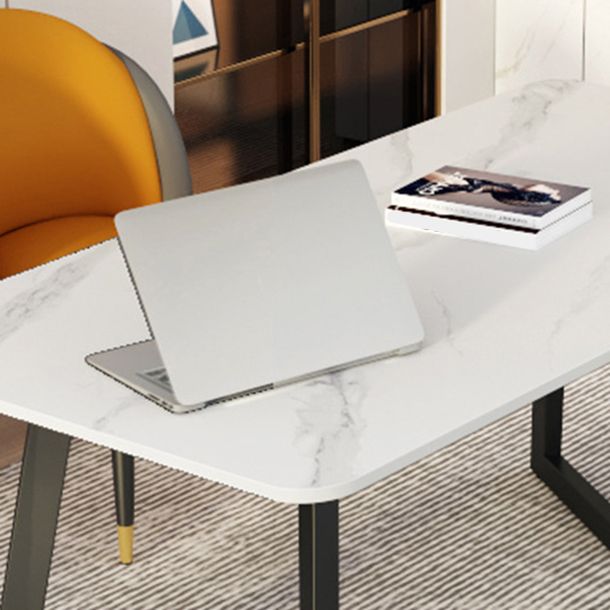 Escritorio de oficina curvo escritorio de computadora de acabado antiguo con patas de metal