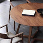 Mesa de centro con patas de trineo de madera única, mesa de cóctel redonda