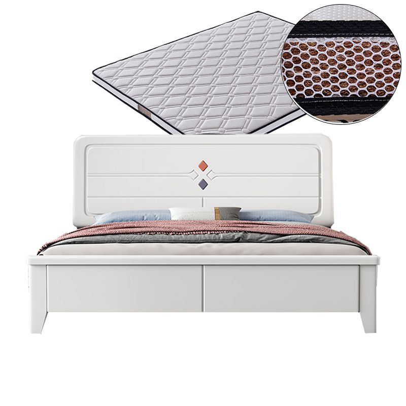 White Contemporary Panel Bed Solid Wood Bed Frame, 44.5" Tall Clearhalo 'Bedroom Furniture' 'Beds' 'furn' 'furn_beds' 'Furniture' 1200x1200_1f1f6272-1a92-4f2c-abc7-3cea208429a7