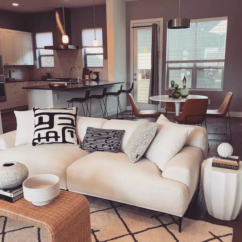 Contemporary Cushions Standard Recessed Arm Sofa  for Living Room