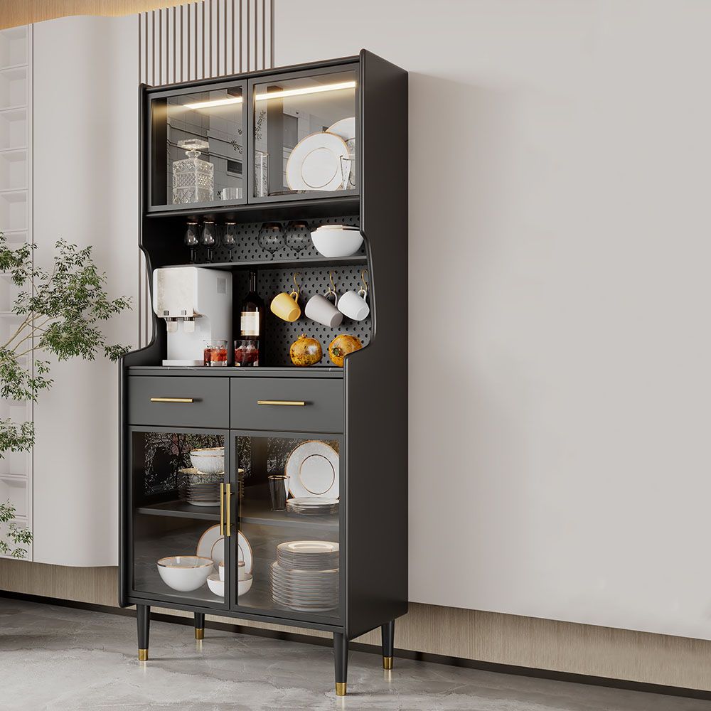 Ultra Modern Wood Dining Hutch Glass Doors Storage Cabinet for Dining Room Clearhalo 'Display & China Cabinets' 'display_china_cabinets' 'furn' 'furn_display_china_cabinets' 'Furniture' 'Kitchen & Dining Furniture' 1200x1200_1f2117de-c591-4978-9cf9-81b889ef93e7