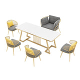 Metalen windsor achterstoelen stoffen gestoffeerde eetkamerstoelen in grijs