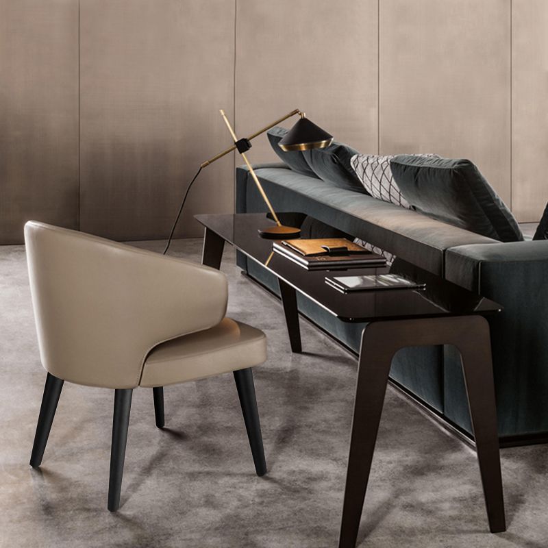 Glam Style Upholstered Side Chair Solid Back Chair with 4 Black Finish Legs Clearhalo ' kitchen&dining_furn' 'Dining Chairs' 'Dining Tables & Seating' 'dining_chair' 'furn' 'furn_dining_chair' 'Furniture' 'furniture_dining_chair' 'Kitchen & Dining Furniture' 'kitchen' 1200x1200_1f22e091-bdf1-49b2-9075-9c8c99614f58