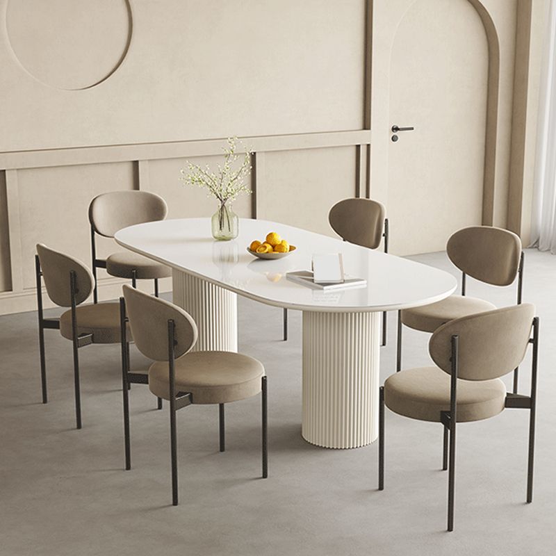 Mesa de pizarra y metal estilo glam sencilla casa de comedor ovalado en casa simple