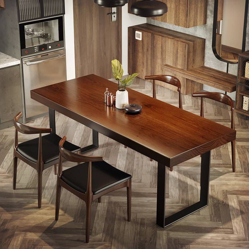 Industrial Solid Wood Furniture 1/4/5/7 Pcs Standard Height Dining Room Table Set Clearhalo 'Dining Room Sets' 'Dining Tables & Seating' 'dining_room_set' 'furn' 'furn_dining_room_set' 'Furniture' 'Kitchen & Dining Furniture' 1200x1200_1f254bda-2798-493a-bfae-b183a8d97074
