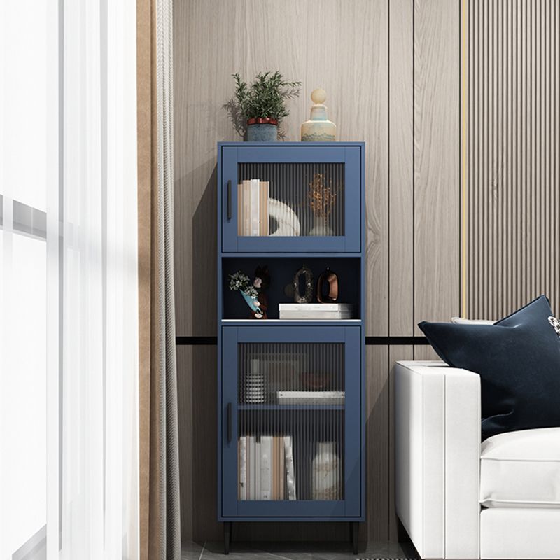 Modern Wooden Storage Cabinet with 2 Glass Doors and Storage Shelf