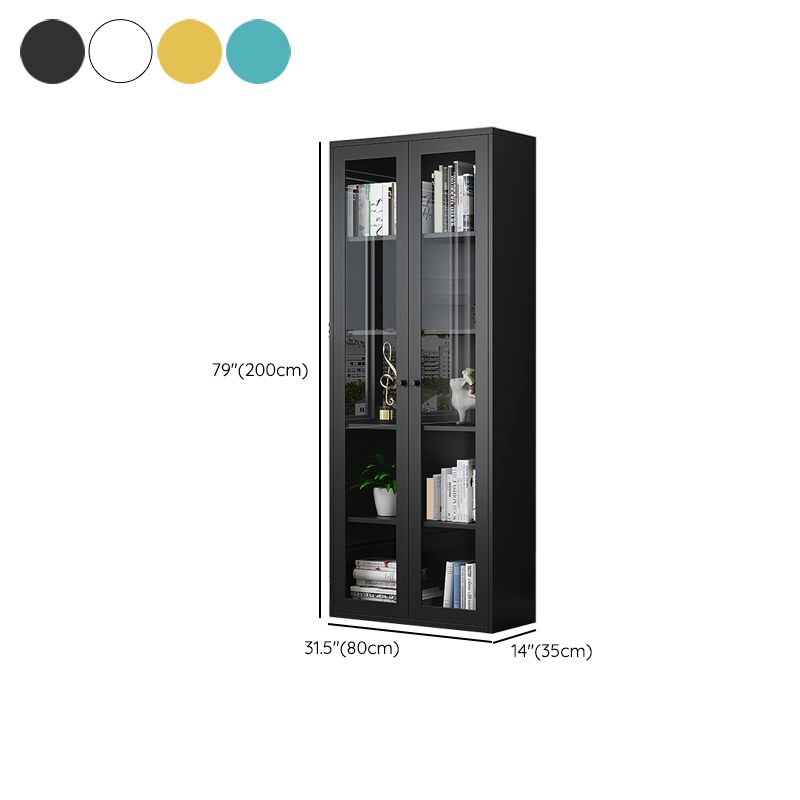 Scandinavian Metal Bookshelf Closed Back Standard Bookcase with Cabinets