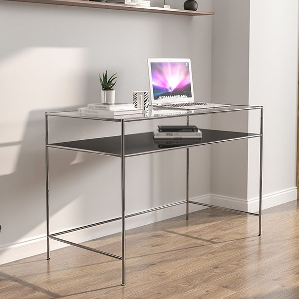 Scrivania rettangolare di vetro scrivania moderna in stile con archiviazione