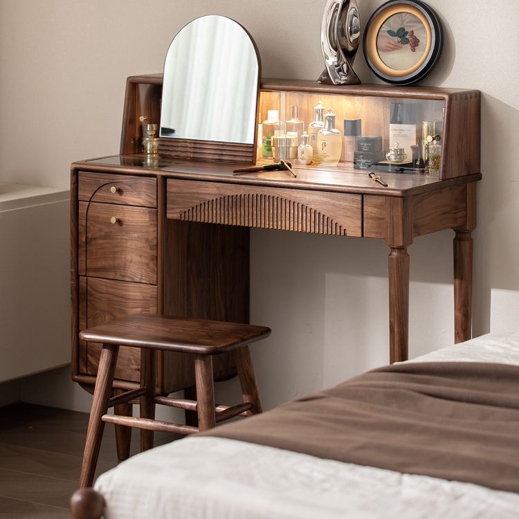 Scandinavian Vanity Makeup Table Set Wolnut Dressing Table Stool Set Clearhalo 'Bedroom Furniture' 'furn' 'furn_makeup_vanities' 'Furniture' 'Makeup Vanities' 'makeup_vanities' 1200x1200_1f2c312d-4bc2-4242-8261-459e6e70ca6c