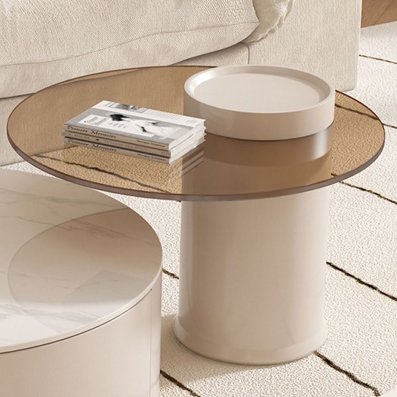 Drum Coffee Table Round Slate Top Cocktail Table with 2 Storage Drawers Clearhalo 'Coffee & Accent Tables' 'Coffee Tables' 'coffee_tables' 'furn' 'furn_coffee_tables' 'Furniture' 'Living Room Furniture' 1200x1200_1f2da8f9-6d47-4371-8caf-f0f9903ca031