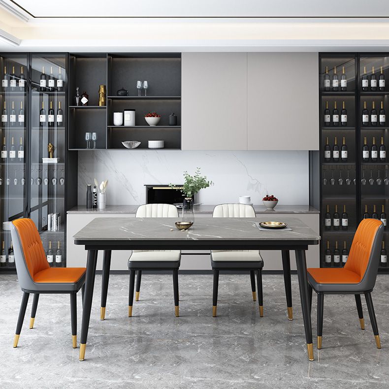 Industrial Kitchen Rectangle Shape Table Sintered Stone Top Dining Table with 4 Legs Base Clearhalo ' dining_table' 'Dining Tables & Seating' 'Dining Tables' 'furn' 'furn_dining_table' 'Furniture' 'furniture_dining_table' 'Kitchen & Dining Furniture' 'kitchen&dining_furn' 'kitchen' 'kitchen_dining_table' 1200x1200_1f2f23c9-2036-40e2-aa3a-dcf222da8cd9