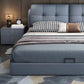 Contemporary Faux Leather Standard Bed, Rectangular Upholstered Headboard Bed Clearhalo 'Bedroom Furniture' 'Beds' 'furn' 'furn_beds' 'Furniture' 1200x1200_1f2f3311-190e-4670-8b42-0bb401d4d02c