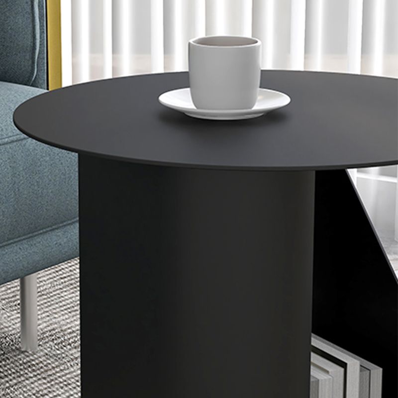 Mid-Century 17.7-inch Metal Round Top Side Table Iron Abstract End Table