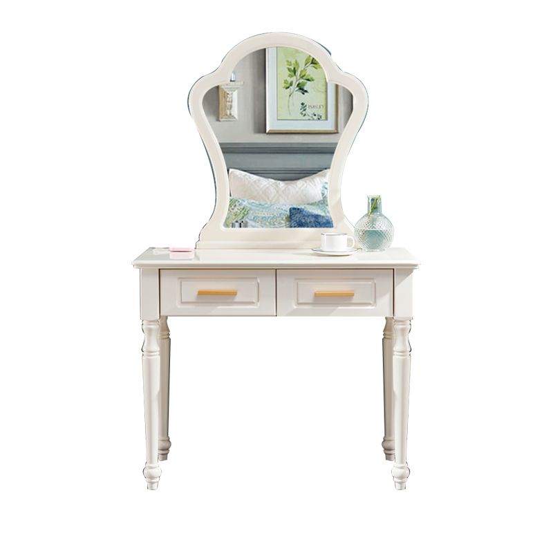 Solid Wood Makeup Vanity Desk Bedroom Dressing Table Stool Set with Drawer