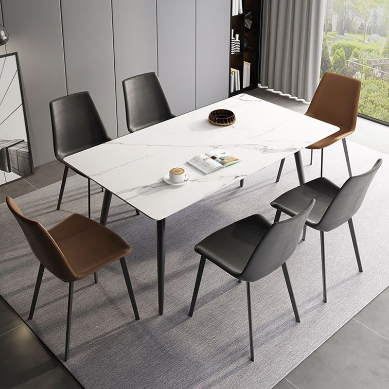 Contemporary Modern Rectangle Stone Table 4 Legs Dinner Room Table Clearhalo ' dining_table' 'Dining Tables & Seating' 'Dining Tables' 'furn' 'furn_dining_table' 'Furniture' 'furniture_dining_table' 'Kitchen & Dining Furniture' 'kitchen&dining_furn' 'kitchen' 'kitchen_dining_table' 1200x1200_1f32ab44-e893-4439-b9a6-8c7472261f8f