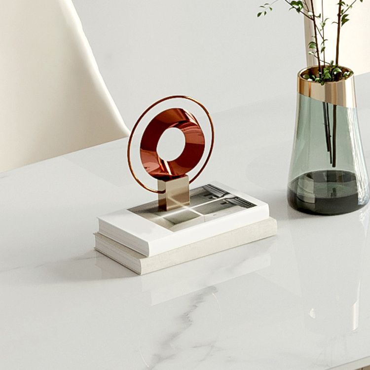 北欧焼結の石トップダイニングセット長方形1/4/5/6/7ピースダイニングルームテーブルセット