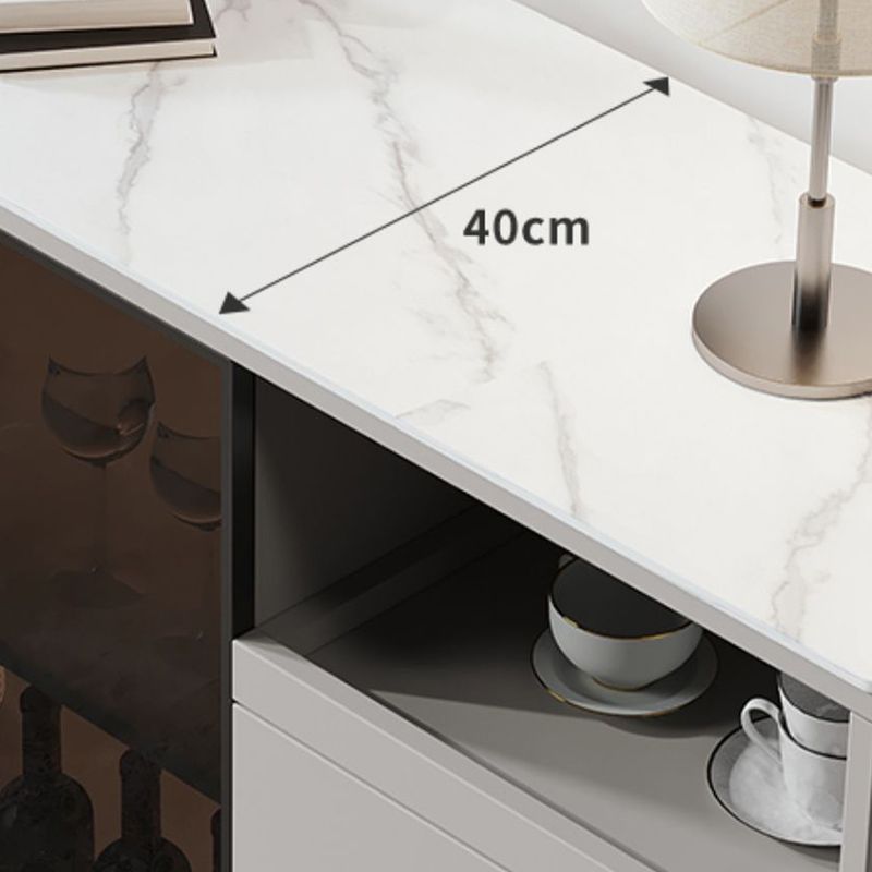 Glass Door Stone Buffet Sideboard Contemporary Style Credenza with LED Lights Clearhalo 'buffet_sideboard' 'Buffets & Sideboards' 'furn' 'furn_buffet_sideboard' 'Furniture' 'Kitchen & Dining Furniture' 1200x1200_1f36a4b6-bfc4-45ee-8ad3-e39513c0779e