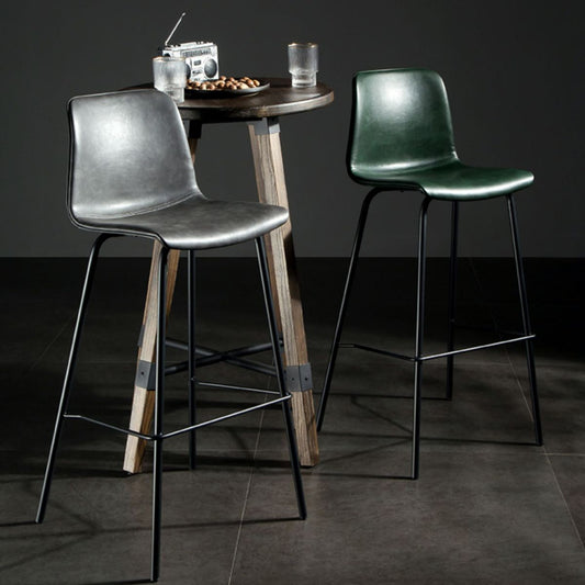 Contemporary Style Low Back Upholstered Bar Stool with Metal Legs