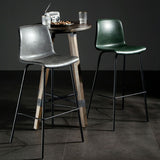Contemporary Style Low Back Upholstered Bar Stool with Metal Legs