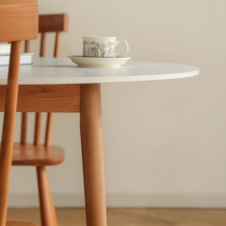 Contemporary Round Dining Table White Sintered Stone Table with 4 Cherry Wood Legs Clearhalo ' dining_table' 'Dining Tables & Seating' 'Dining Tables' 'furn' 'furn_dining_table' 'Furniture' 'furniture_dining_table' 'Kitchen & Dining Furniture' 'kitchen&dining_furn' 'kitchen' 'kitchen_dining_table' 1200x1200_1f3a7ee4-e6d0-4022-be04-99c5491cbe70