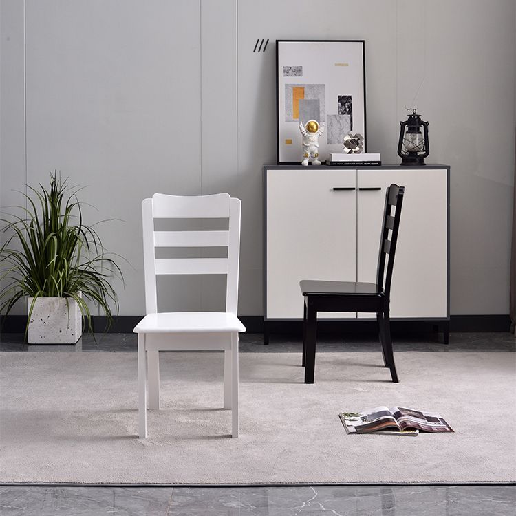 Modern Rubberwood Slat Back Chair Matte Finish Wood Dining Chair Clearhalo 'Dining Chairs' 'Dining Tables & Seating' 'dining_chair' 'furn' 'furn_dining_chair' 'Furniture' 'Kitchen & Dining Furniture' 1200x1200_1f3db6d0-324f-4632-b0b3-75b40314f576
