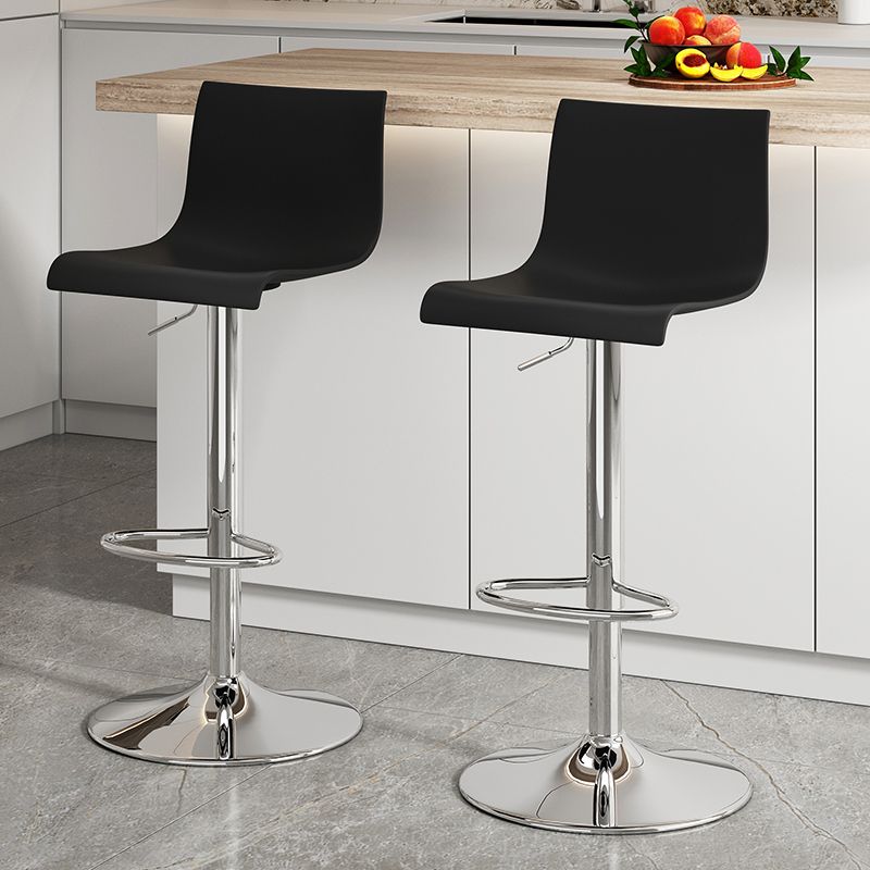 Low Back Dining Stools Adjustable Height Bar Stools with Metal Base