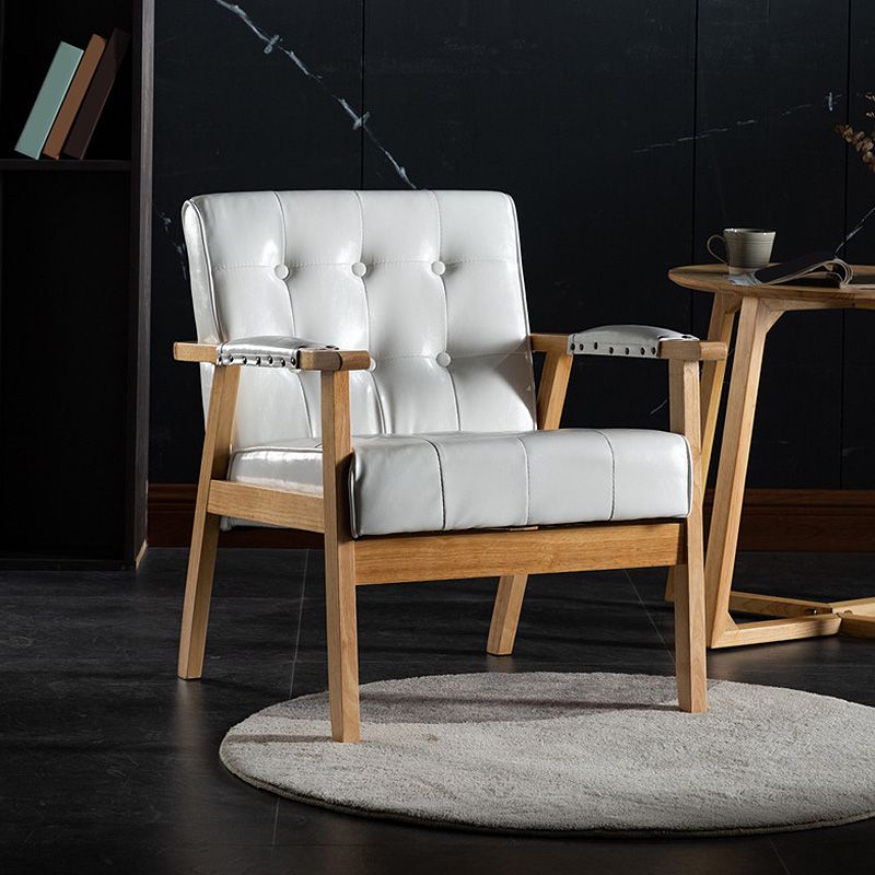 Modern 25.5"Wide PU Arm Chair with Basic Four Legs and Tufted Back Clearhalo 'Accent Chairs' 'accent_chairs' 'Chairs & Seating' 'furn' 'furn_accent_chairs' 'Furniture' 'furniture_accent_chairs' 'Living Room Furniture' 1200x1200_1f42bb7d-2b80-4508-9cca-4a4c96567d22