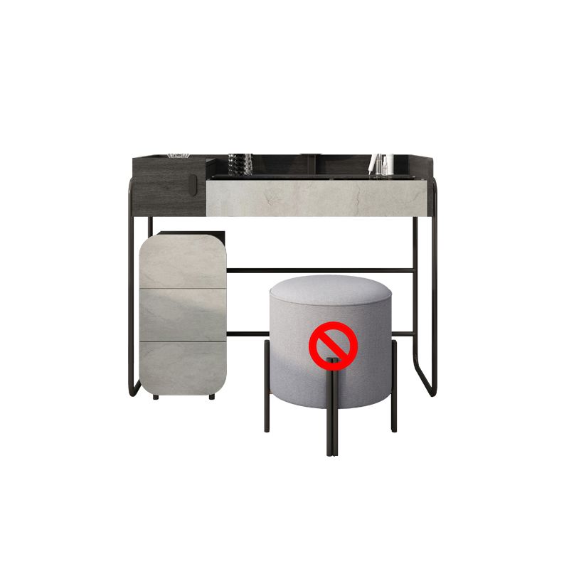 Temperierte Glas Arbeitsplatte Schwarz/Weiß -Basis mit 4 Schubladenkommoden