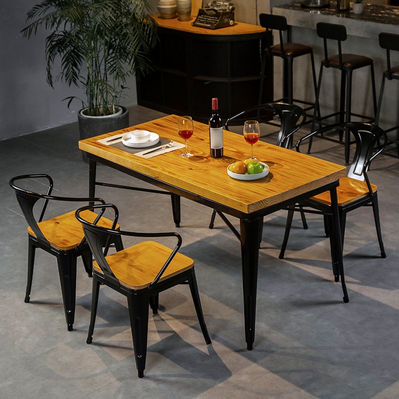 Industrial Dining Chairs Set 1/2/5 Pcs Solid Wood Top Table with Metal Windsor Chairs Clearhalo 'Dining Room Sets' 'Dining Tables & Seating' 'dining_room_set' 'furn' 'furn_dining_room_set' 'Furniture' 'Kitchen & Dining Furniture' 1200x1200_1f44166e-1d39-4cbf-a7ab-f4b2655e1d5e