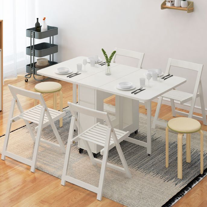 Modern Style Rectangle Solid Wood Dining Site Table with Drop-Leaf