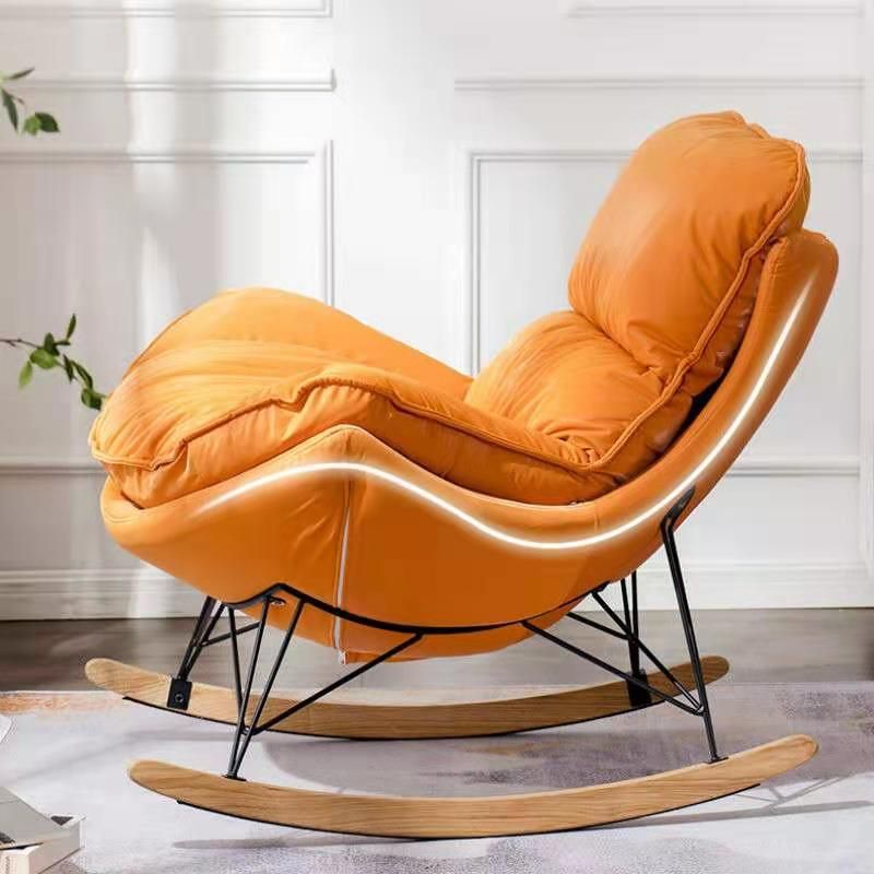 Sedia a dondolo blu moderna sedia da bilanciere imbottita per decorazioni per la casa