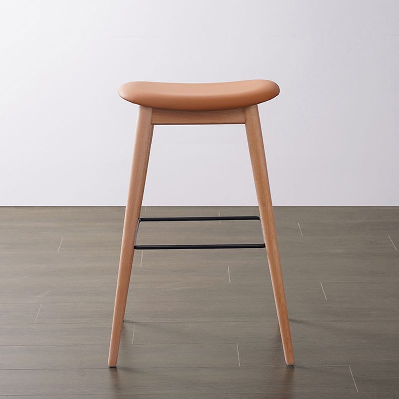 Modern Wood Legs Counter Chair Indoor Footrest Saddle Seat Counter Bar Stool
