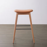 Modern Wood Legs Counter Chair Indoor Footrest Saddle Seat Counter Bar Stool