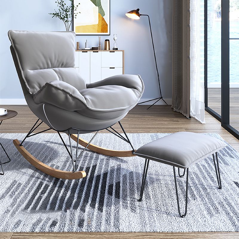 Chaise d'accent sans bras moderne Faux Coue et chaise Lounge Velet avec dos haut