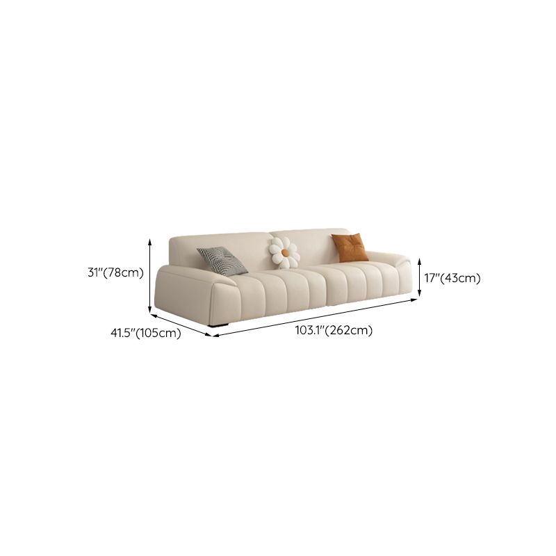 Genuine Leather Cream Sofa Modern 30.7" H Pillow Top Arm Sofa Clearhalo 'furn' 'furn_sofas' 'Furniture' 'Living Room Furniture' 'Sofa' 'sofas' 1200x1200_1f49d8bf-d945-4b81-80d2-c695fc8a50b4