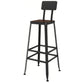 Industrial Metal Legs Indoor Bar Stool Black Base with Footrest